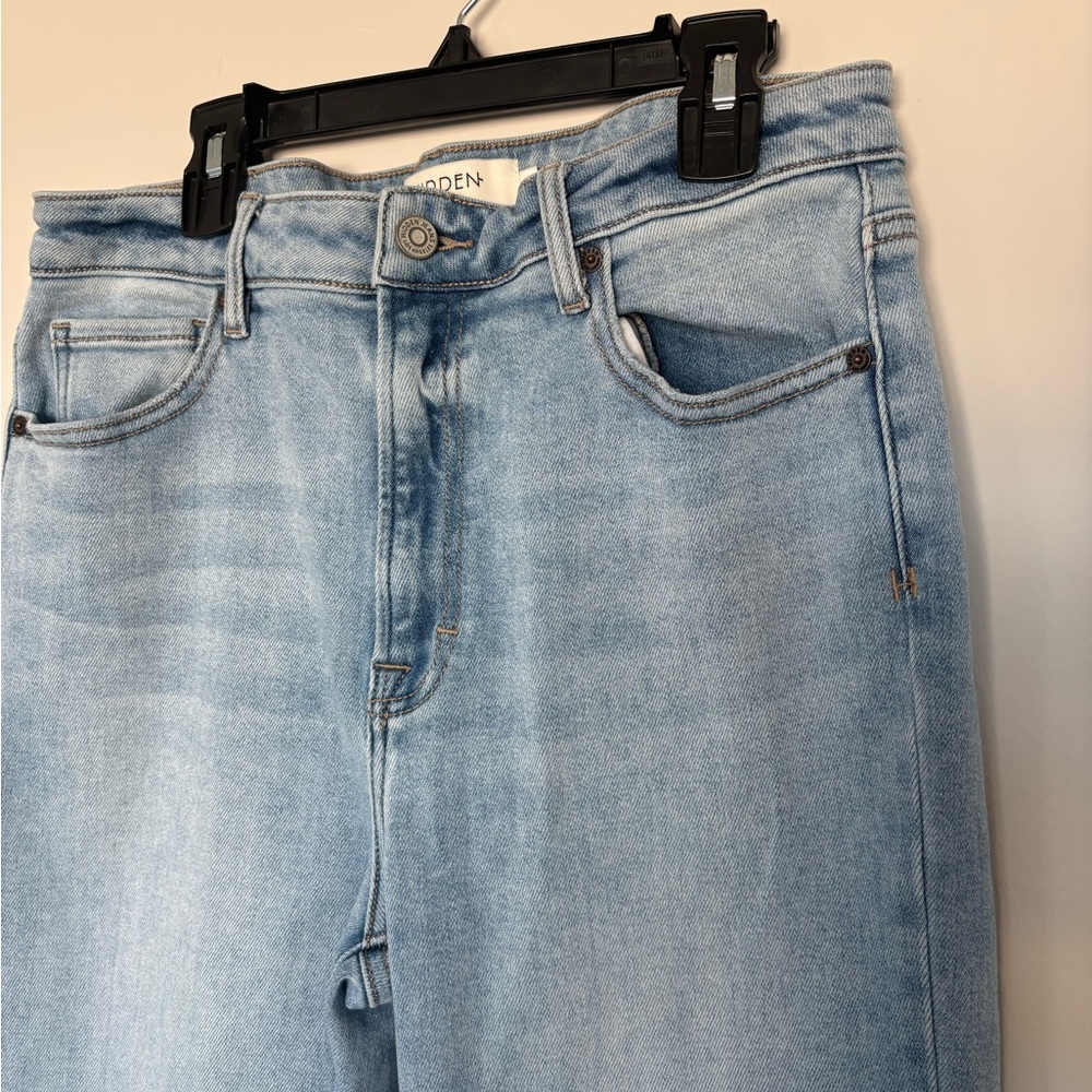 Hidden Light Wash High Rise Jeans Wide Leg Raw Hem Womens Size 10/30 - Picture 4 of 8
